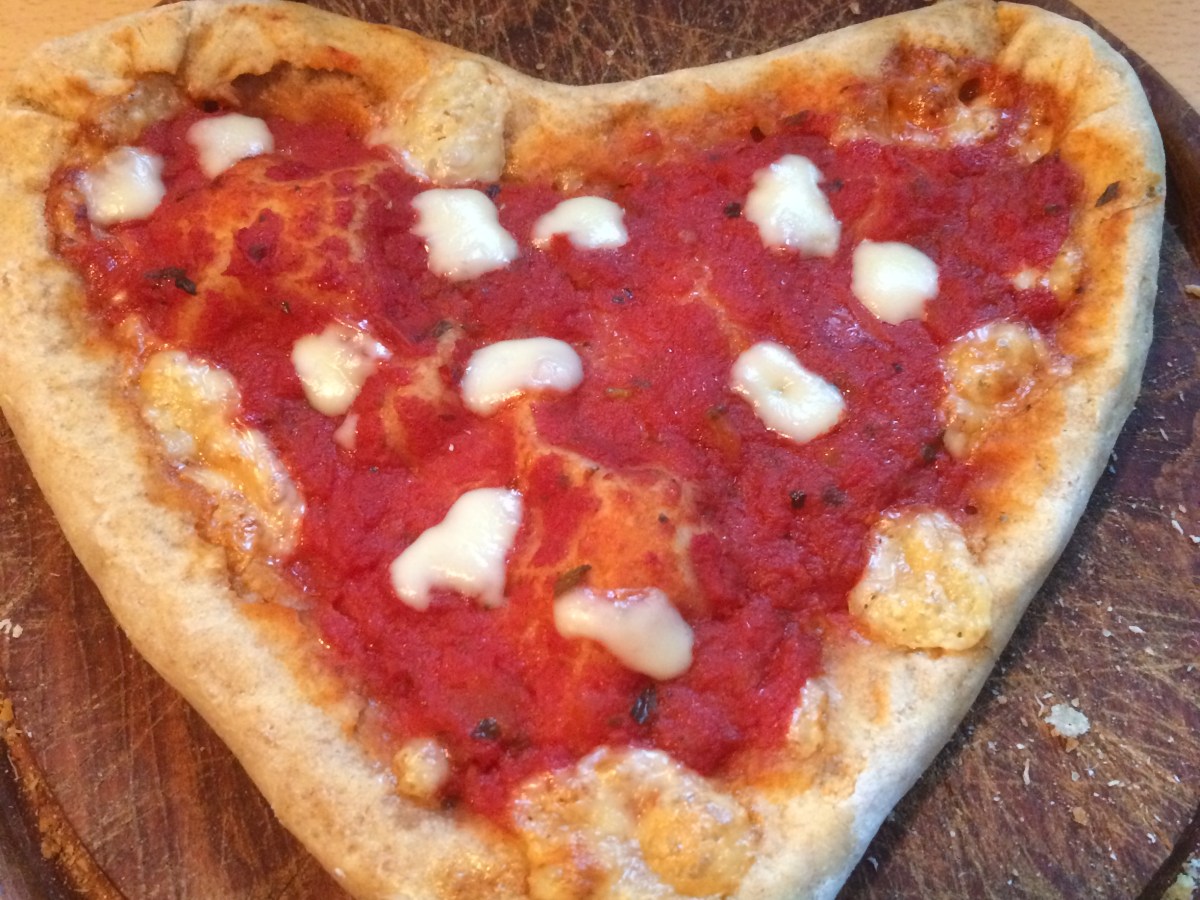 Heart shaped pizza filled with cheese – Assembly!