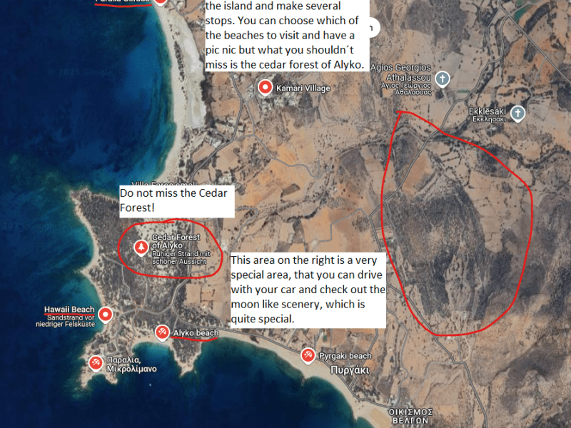 Naxos excursion ideas – South-West part – The cedar forest – different beaches and the moon like mountains